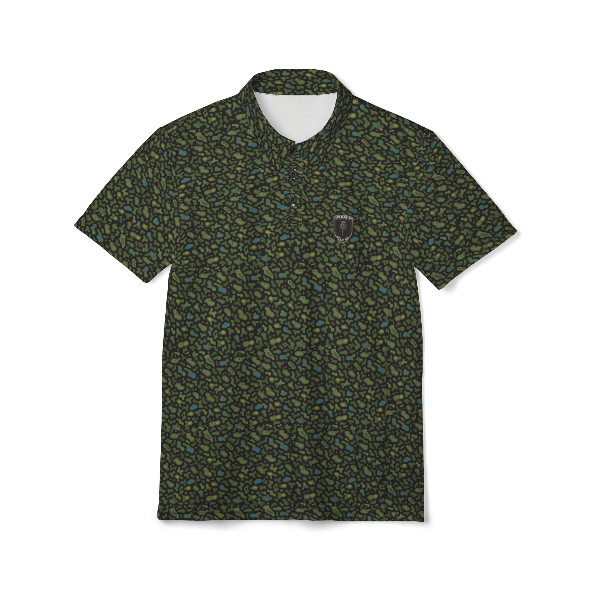 Multi-Green Camo Golf Polo